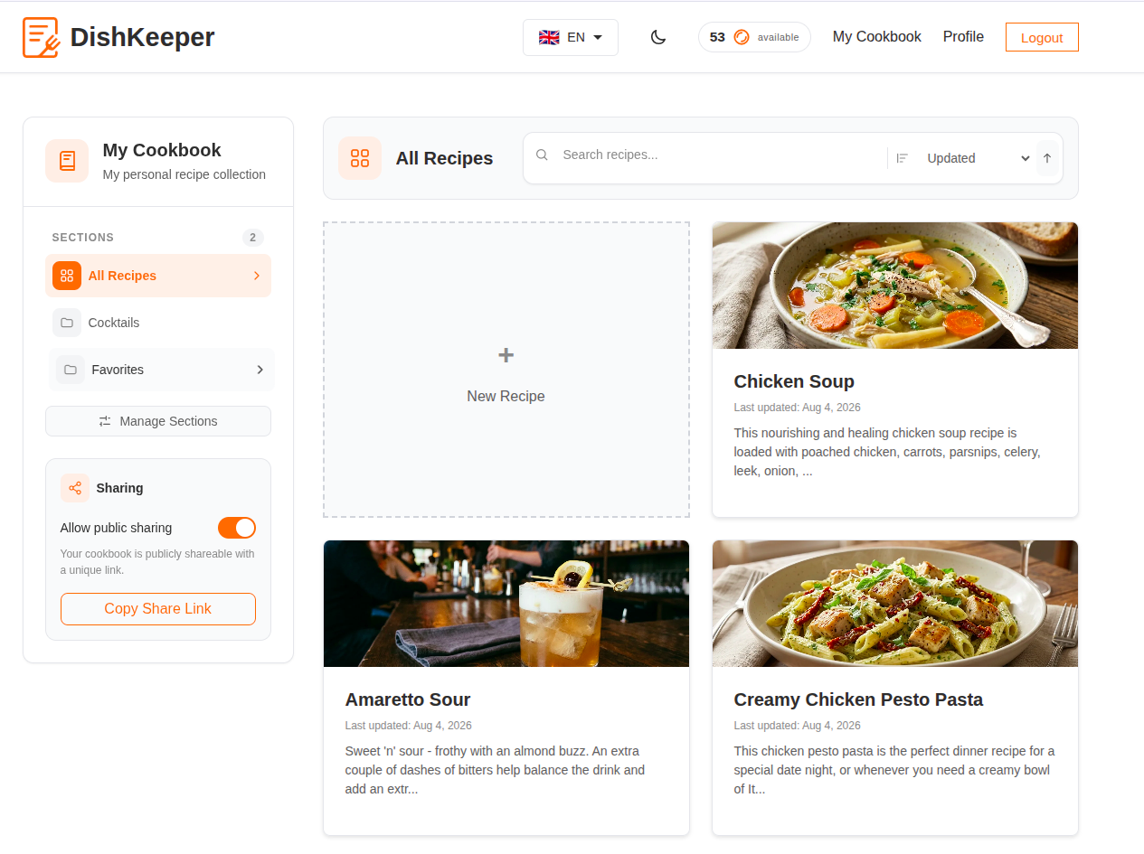 One clean, organized recipe